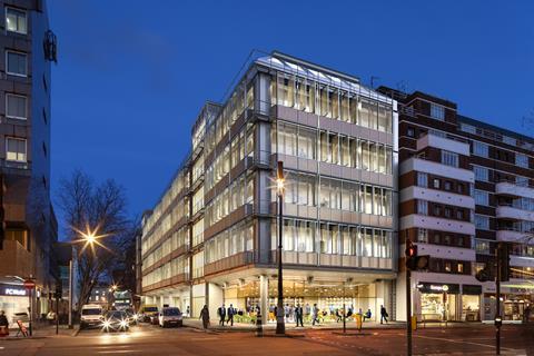 UCLH proton beam therapy centre: View of Tottenham Ct Rd/Grafton Way